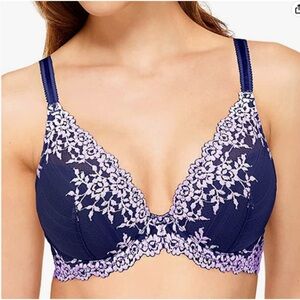 Wacoal Embrace Lace Plunge Bra Twilight Blue Lavender Fog Size 36DDD